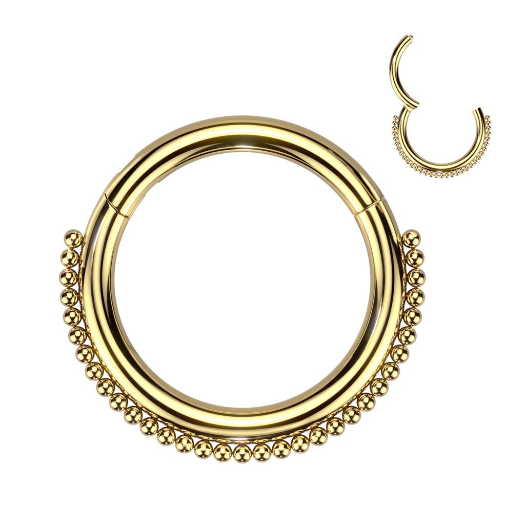 16G Surgical Steel Hinged Hoop W/ Beaded Ball Line